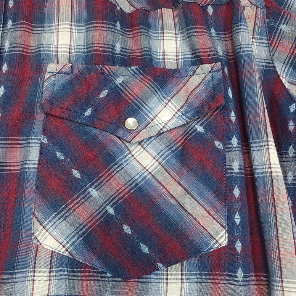 Canyon Guide Outfitters Shirt Mens 2XL Blue Plaid Short Sleeve Western Snap - Picture 2 of 9